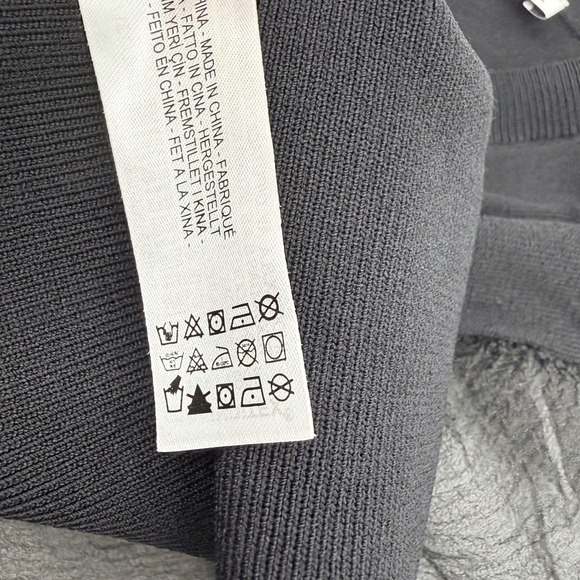 Zara Black Knit Blouse S Organza Sheer Puff Sleeve Button Frot Gothic Mob Wife - Picture 6 of 6